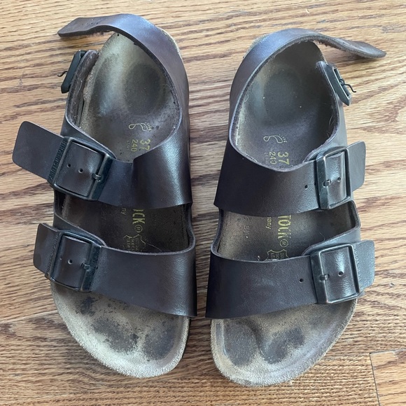 Brown leather Birkenstocks (37) - Picture 1 of 3